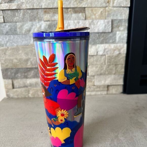 Starbucks Insulated Tumbler NEW Summer 2024 Holographic with Top & Straw Artist - Picture 2 of 8
